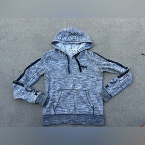 Pink Gray Zip-Up Hoodie with Black Accents Women Size Small